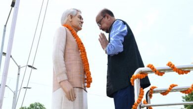 CM garlanded Atal's statue